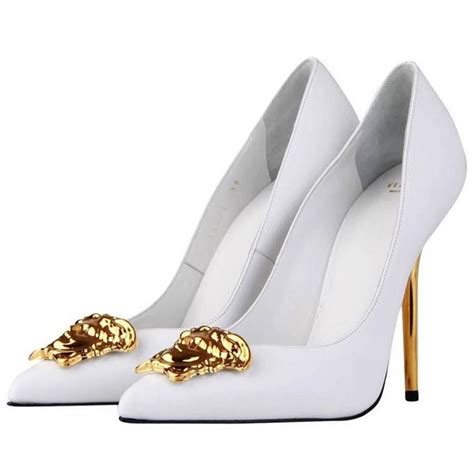 versace medusa slides white|Versace Medusa platform pumps.